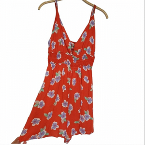 NWT Lush Orange Floral Sleeveless Romper